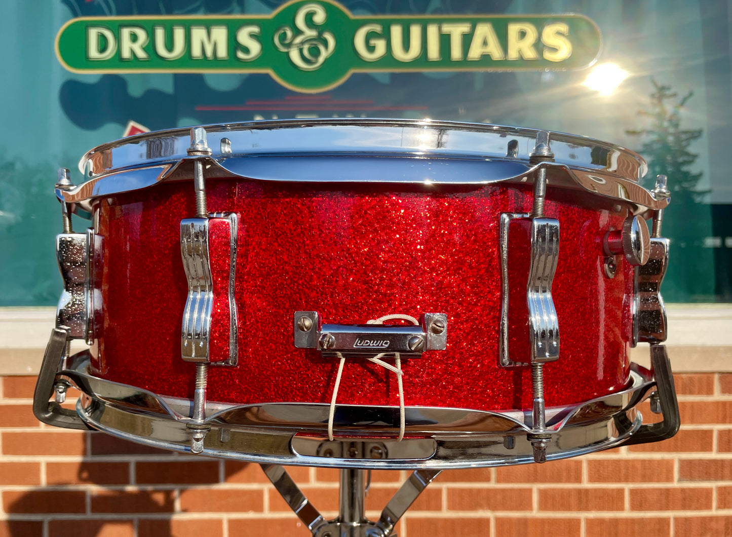 1970s Ludwig 5x14 Jazz Festival No. 908P Snare Drum Red Sparkle