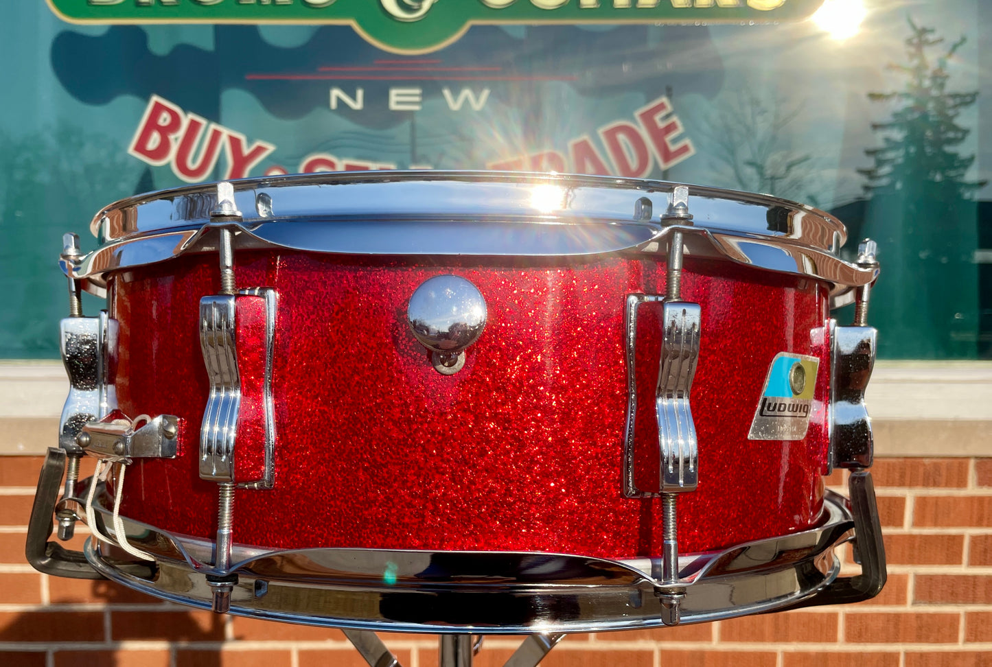 1970s Ludwig 5x14 Jazz Festival No. 908P Snare Drum Red Sparkle