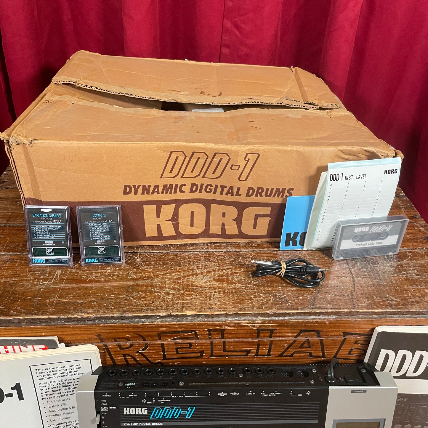 1980s Korg DDD-1 Dynamic Digital Drum Machine w/ 2 ROM Cards & Original Box