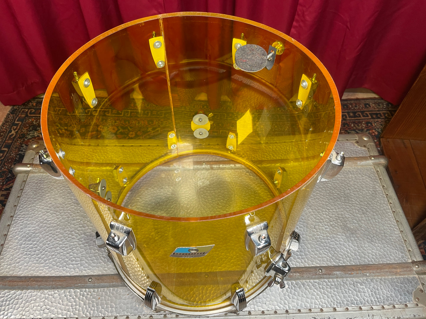 1970s Ludwig Yellow Vistalite Drum Set 24/13/14/16/18 w/ 5x14 Snare Drum
