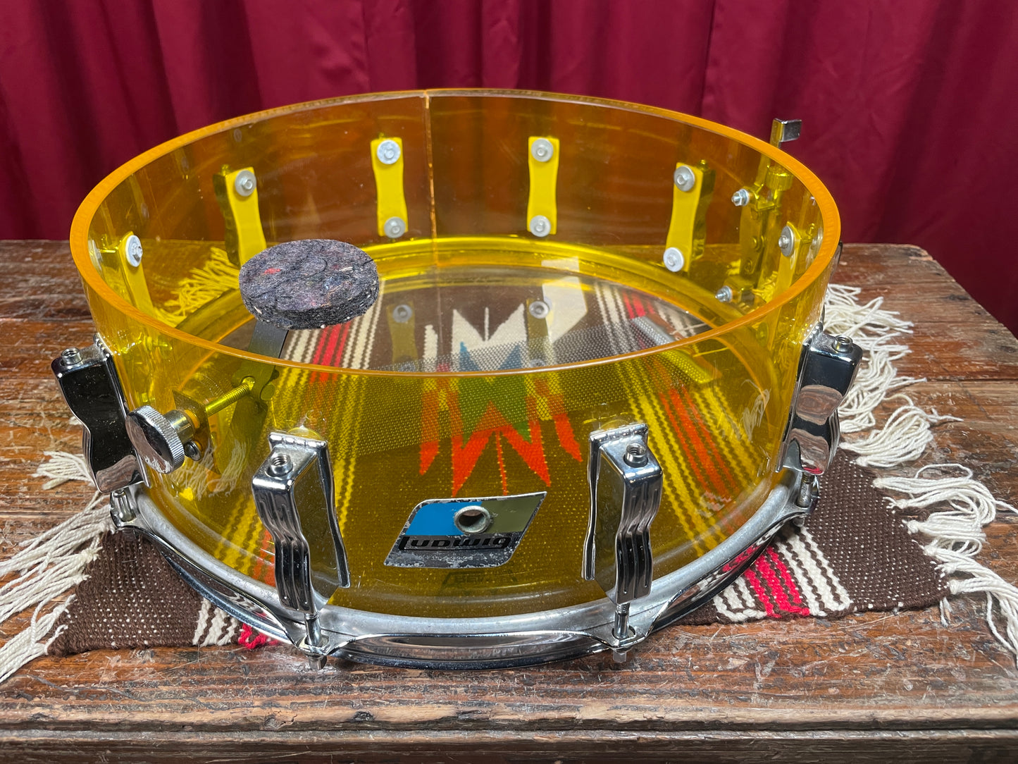 1970s Ludwig Yellow Vistalite Drum Set 24/13/14/16/18 w/ 5x14 Snare Drum