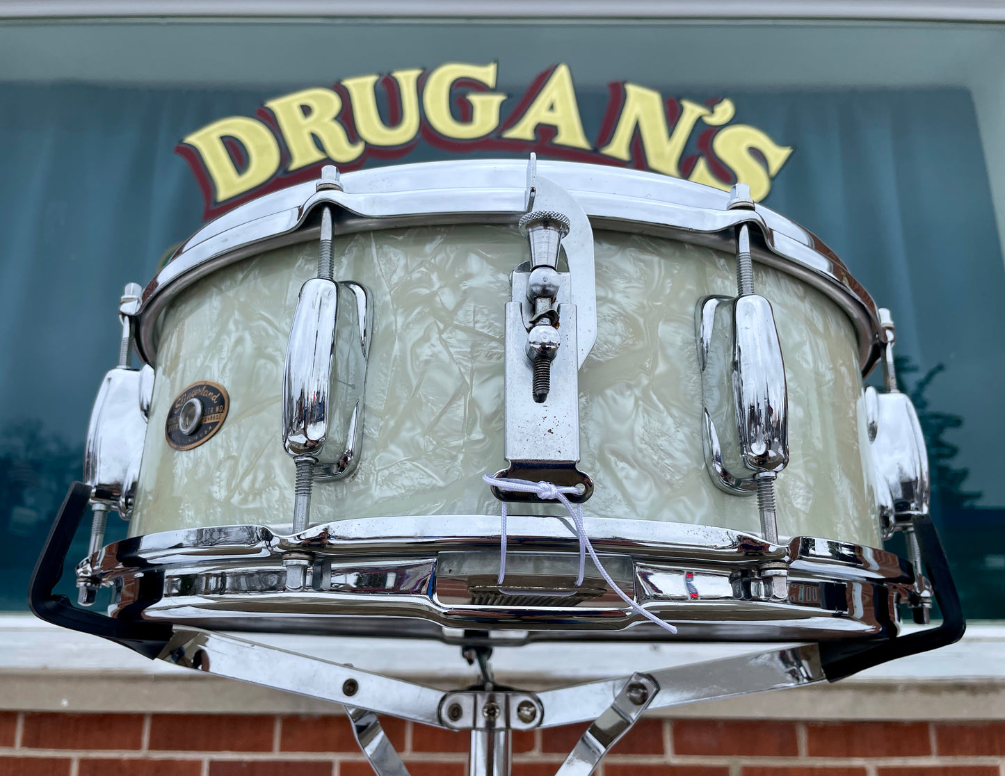1960s Slingerland No. 146 Hollywood Ace 5.5x14 Snare Drum White Marine Pearl