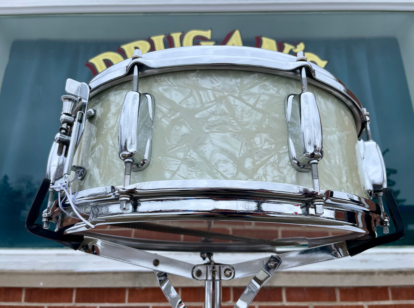 1960s Slingerland No. 146 Hollywood Ace 5.5x14 Snare Drum White Marine Pearl
