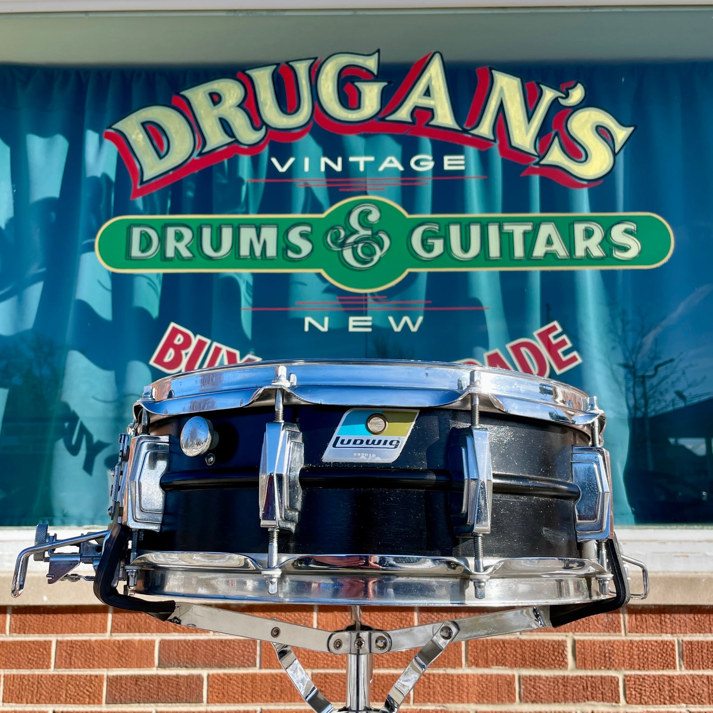 1970s Ludwig 5x14 Super Sensitive No. 410 Snare Drum Painted Black