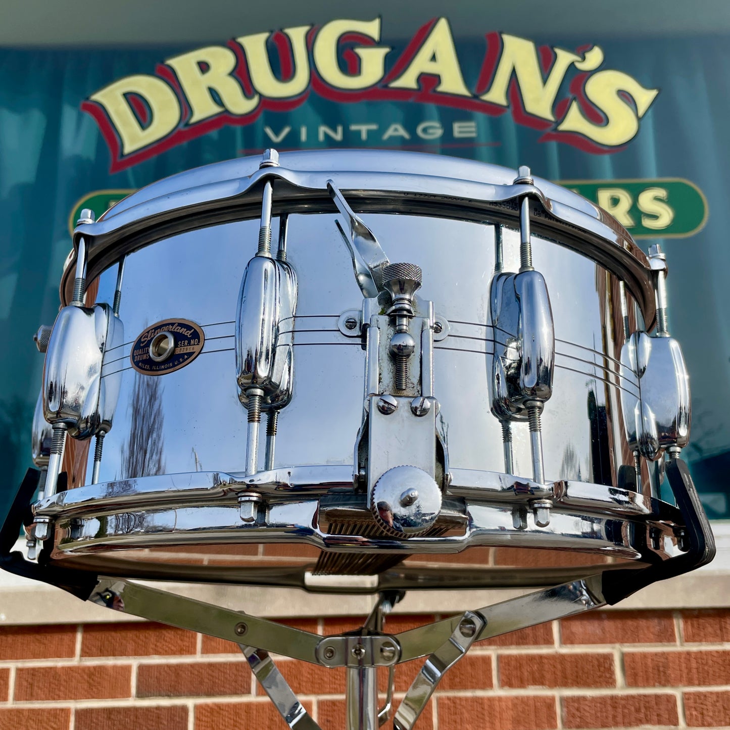 1960s Slingerland 6.5x14 Super Sound King No. 121 Snare Drum COB Chrome Over Brass