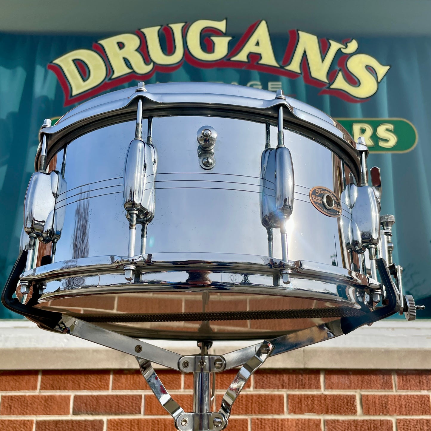1960s Slingerland 6.5x14 Super Sound King No. 121 Snare Drum COB Chrome Over Brass
