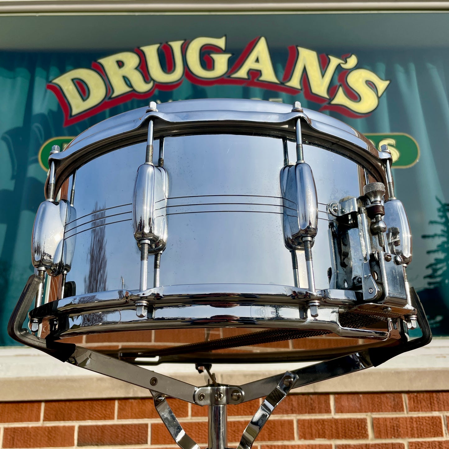 1960s Slingerland 6.5x14 Super Sound King No. 121 Snare Drum COB Chrome Over Brass
