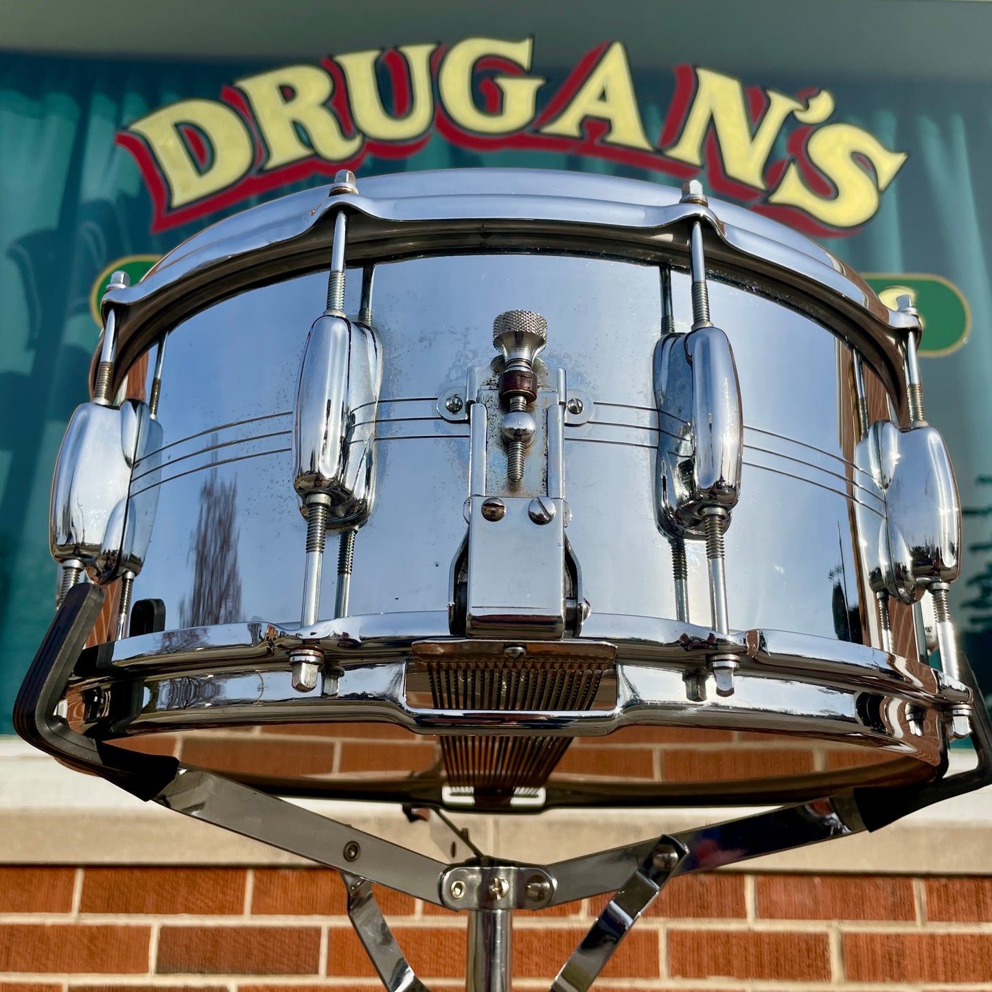 1960s Slingerland 6.5x14 Super Sound King No. 121 Snare Drum COB Chrome Over Brass