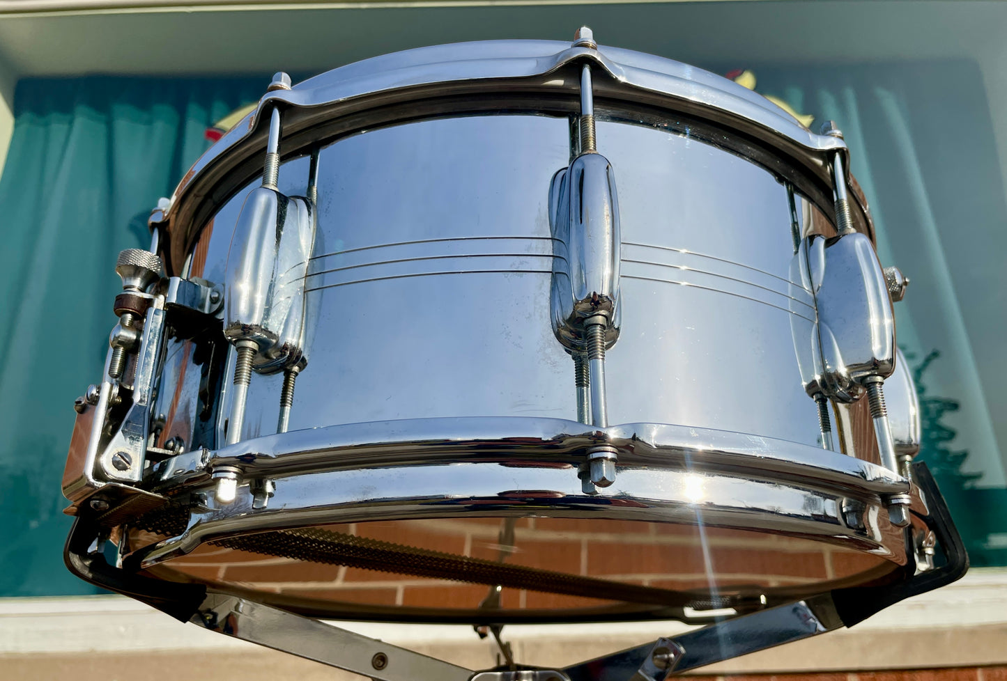 1960s Slingerland 6.5x14 Super Sound King No. 121 Snare Drum COB Chrome Over Brass