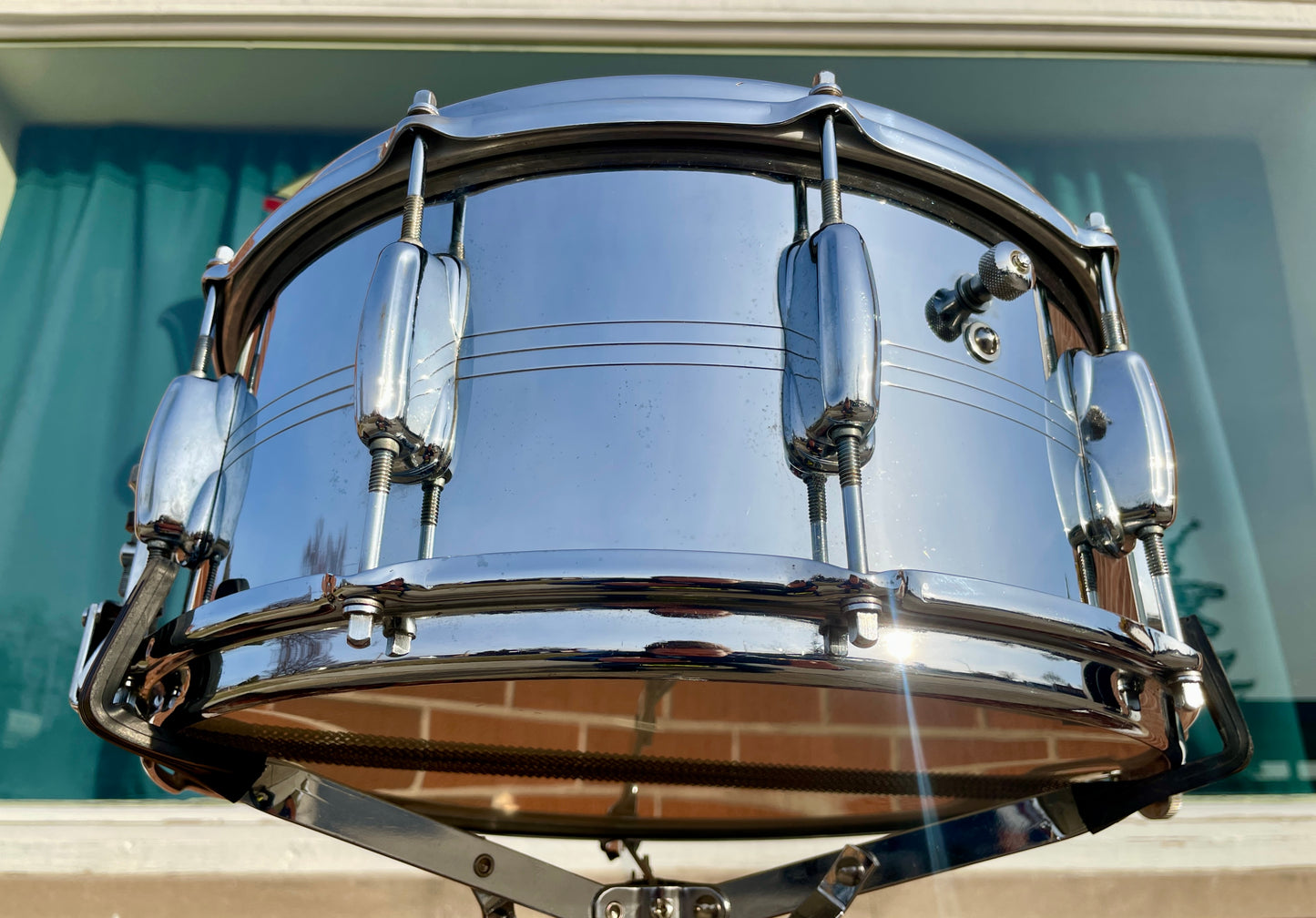 1960s Slingerland 6.5x14 Super Sound King No. 121 Snare Drum COB Chrome Over Brass
