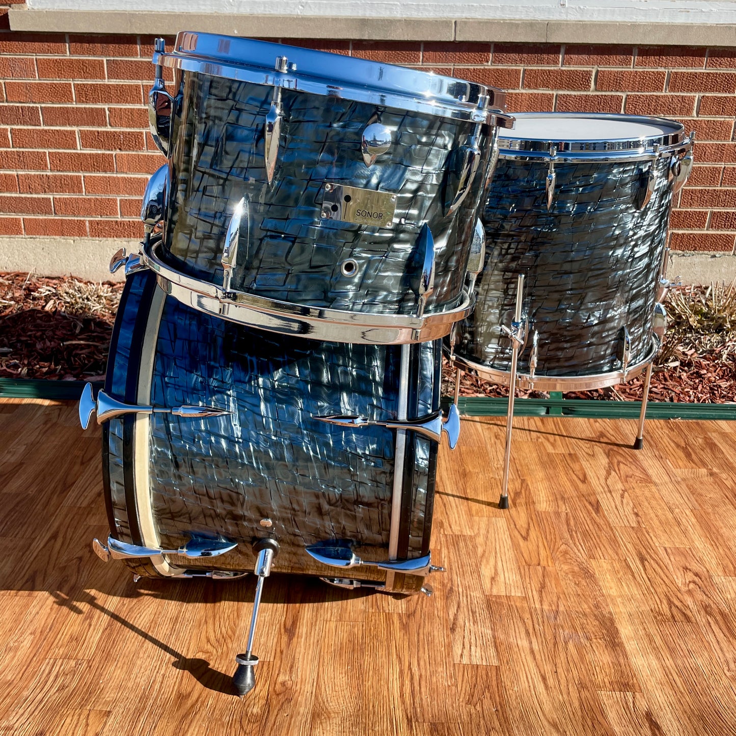 1960s Sonor Teardrop Drum Set Slate/Black Diamond Pearl 20/13/16