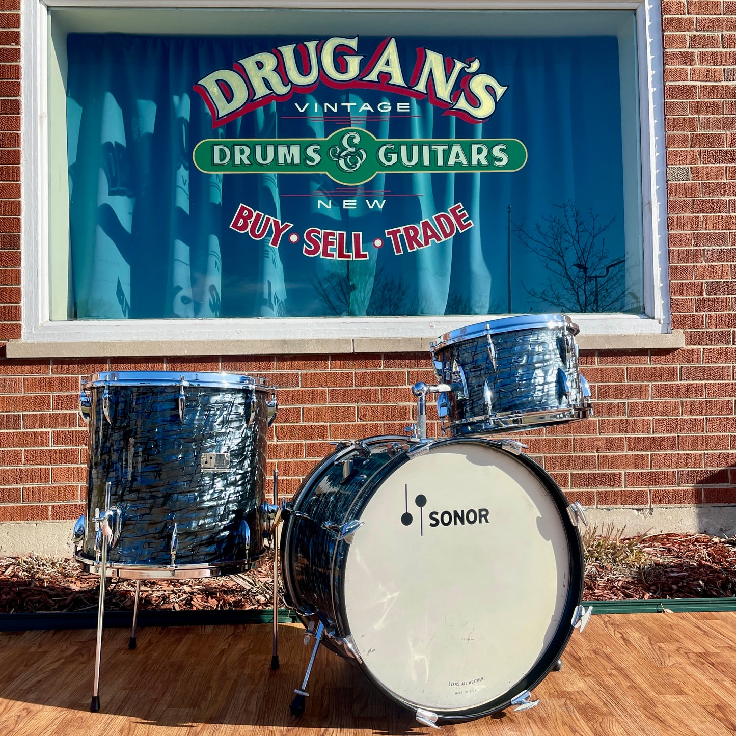1960s Sonor Teardrop Drum Set Slate/Black Diamond Pearl 20/13/16