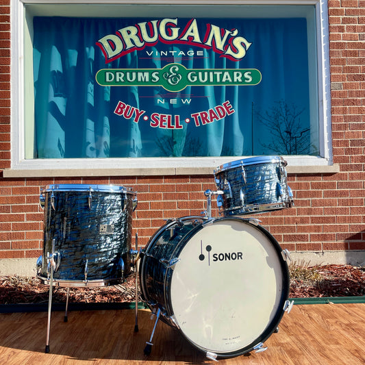1960s Sonor Teardrop Drum Set Slate/Black Diamond Pearl 20/13/16