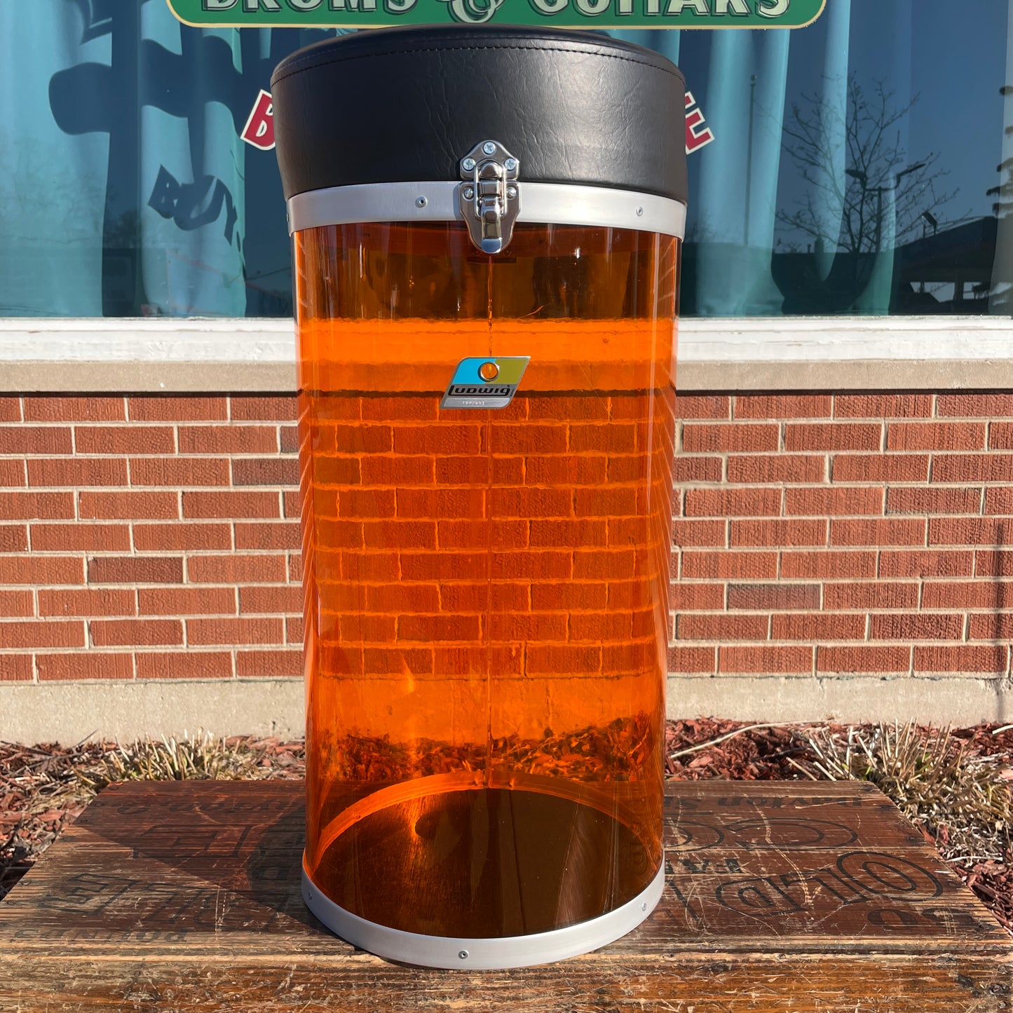 1970s Ludwig Amber Vistalite Canister Throne