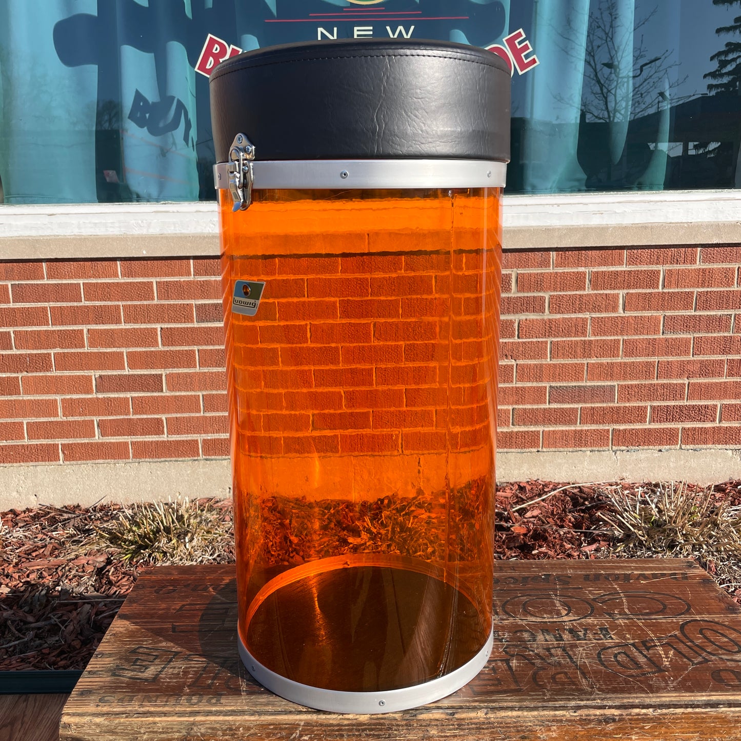 1970s Ludwig Amber Vistalite Canister Throne