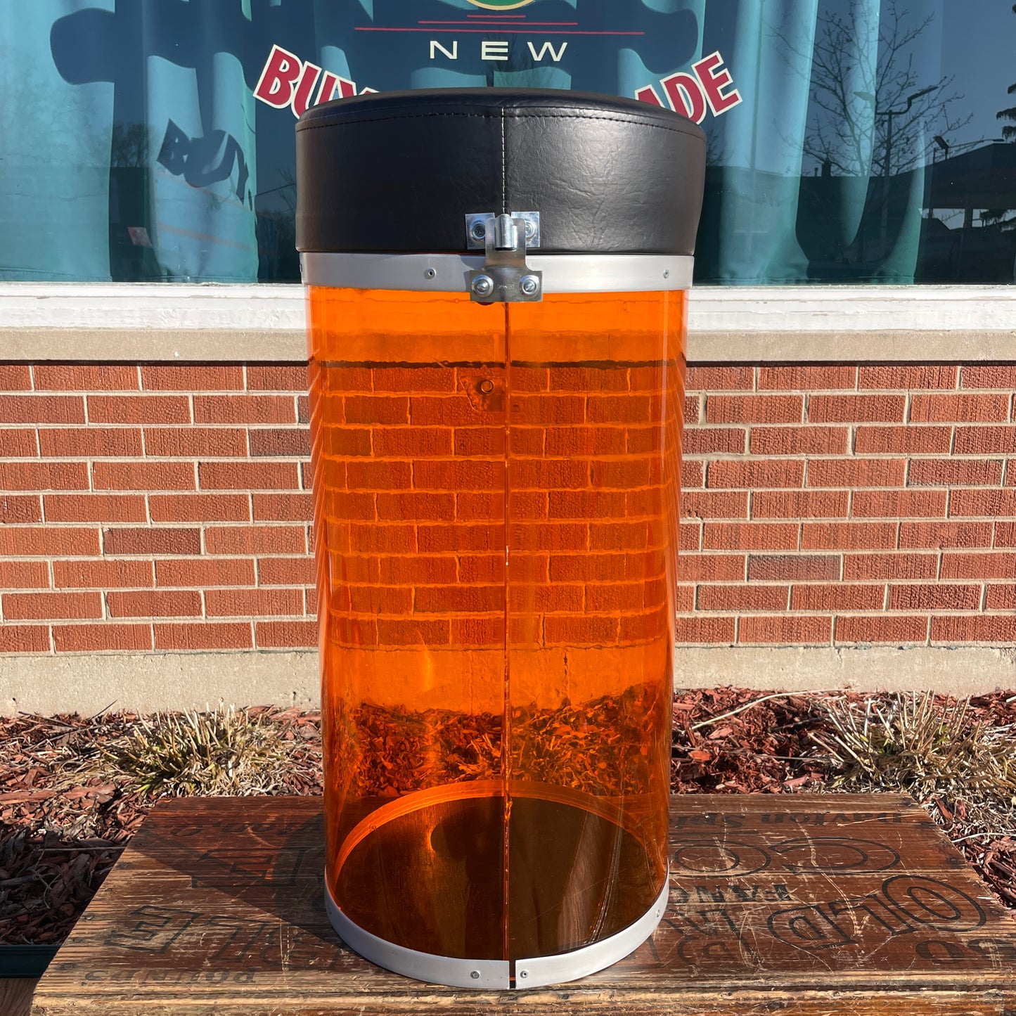 1970s Ludwig Amber Vistalite Canister Throne