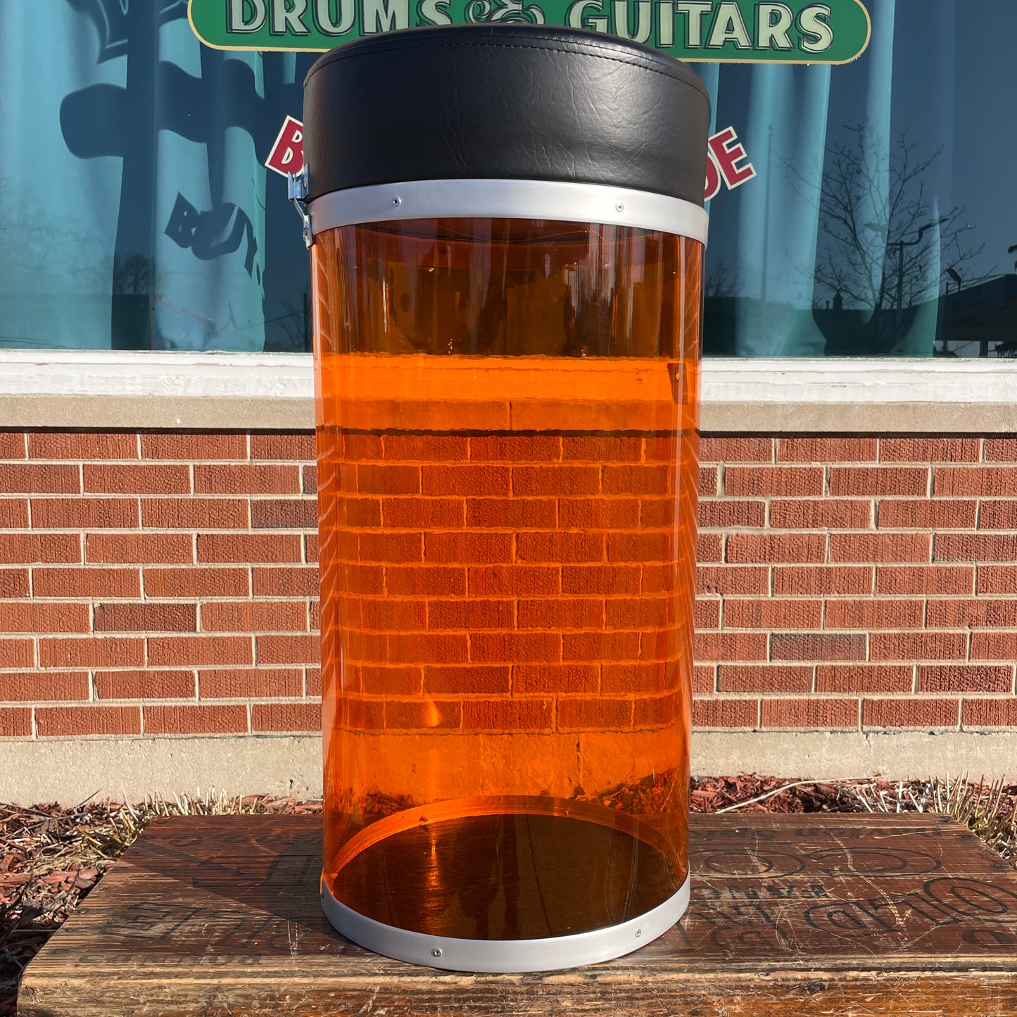 1970s Ludwig Amber Vistalite Canister Throne