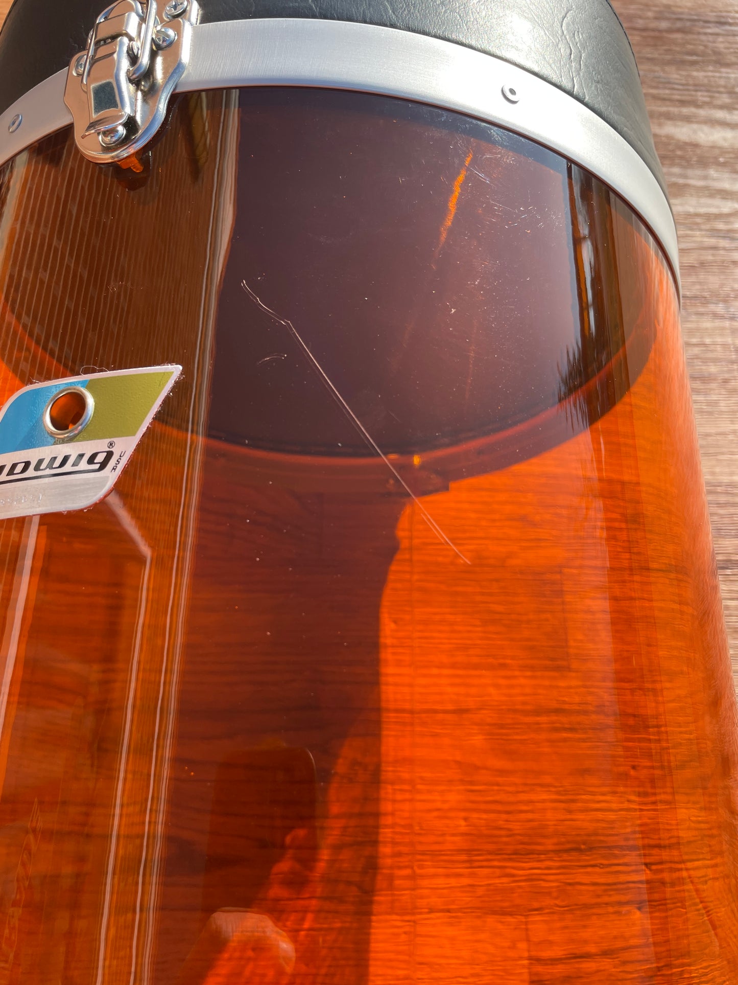 1970s Ludwig Amber Vistalite Canister Throne
