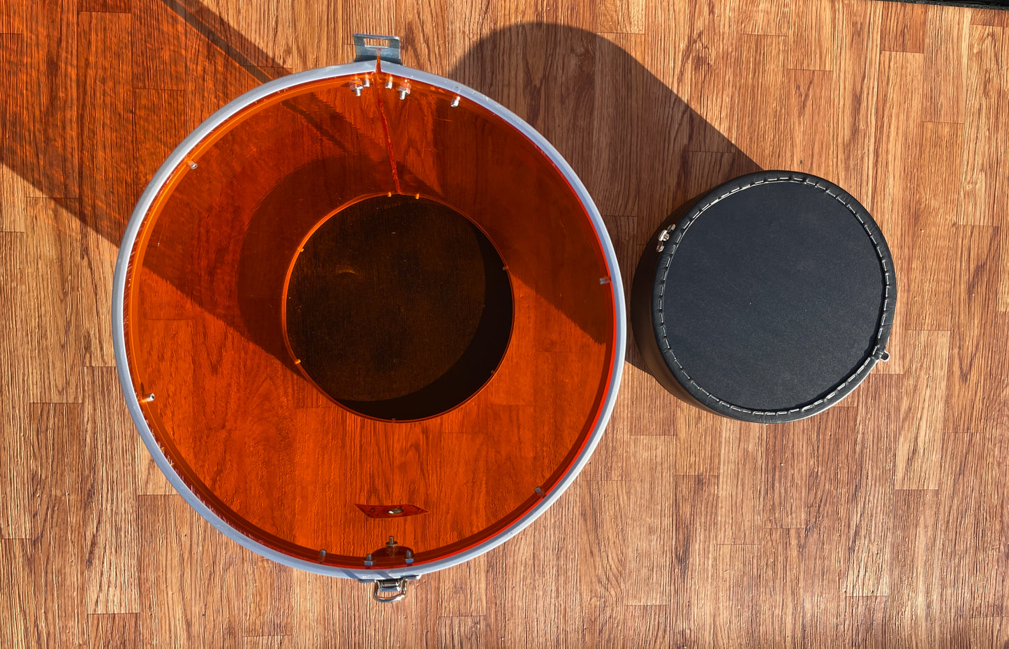 1970s Ludwig Amber Vistalite Canister Throne