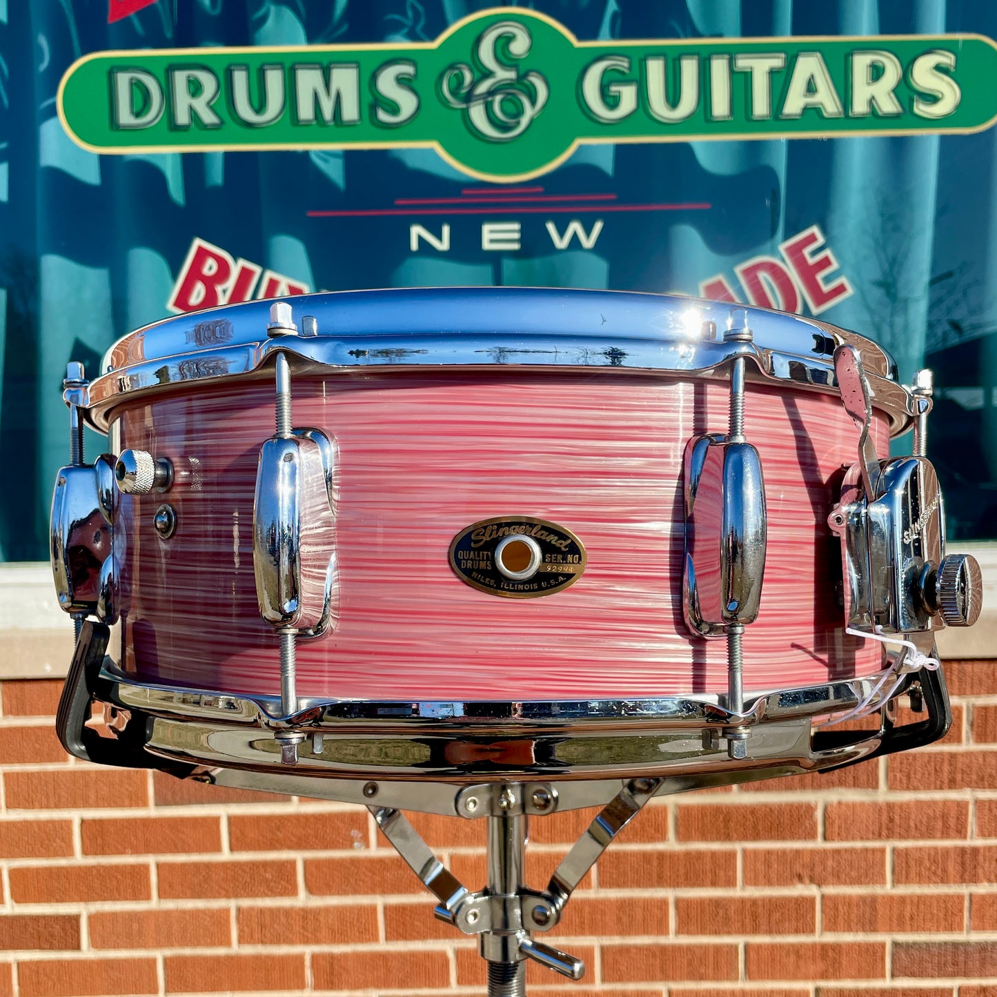 1966 Slingerland 5.5x14 Artist Model No. 153 Snare Drum Red Ripple Pearl
