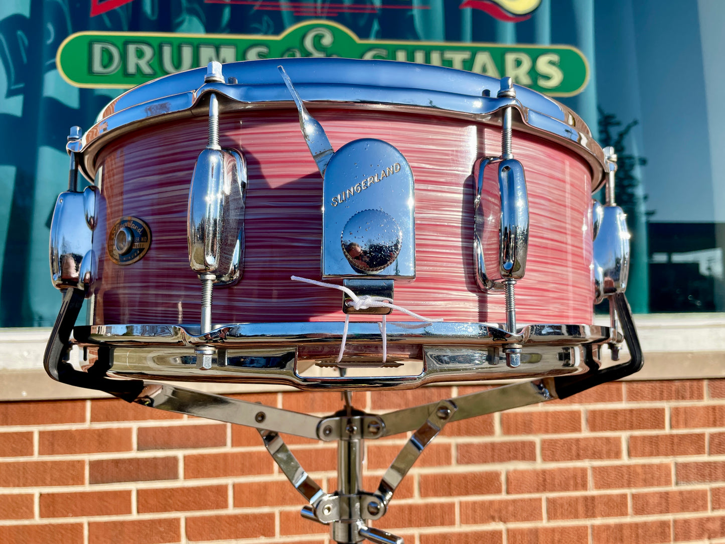 1966 Slingerland 5.5x14 Artist Model No. 153 Snare Drum Red Ripple Pearl