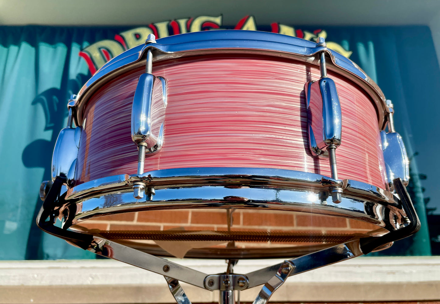 1966 Slingerland 5.5x14 Artist Model No. 153 Snare Drum Red Ripple Pearl