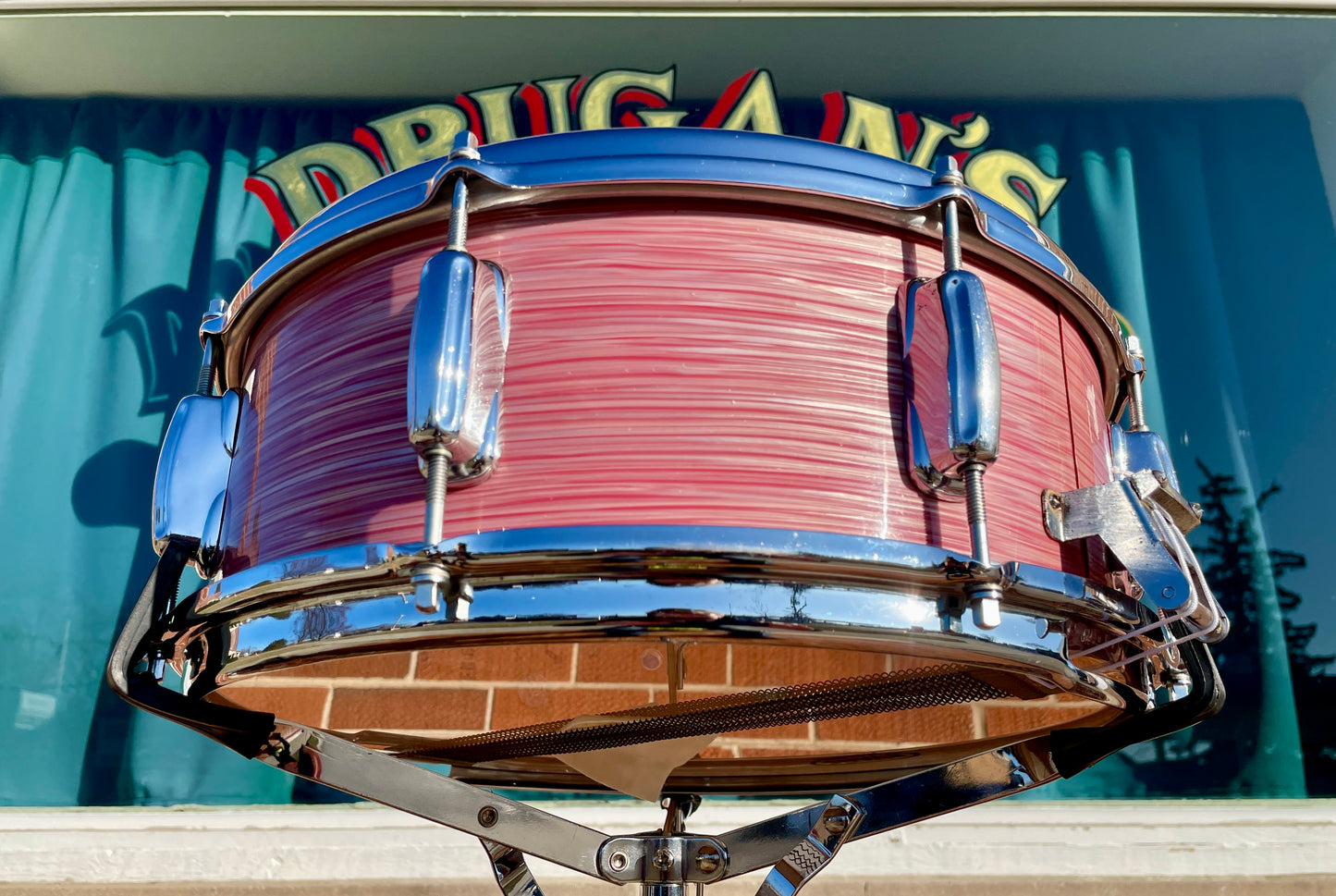 1966 Slingerland 5.5x14 Artist Model No. 153 Snare Drum Red Ripple Pearl