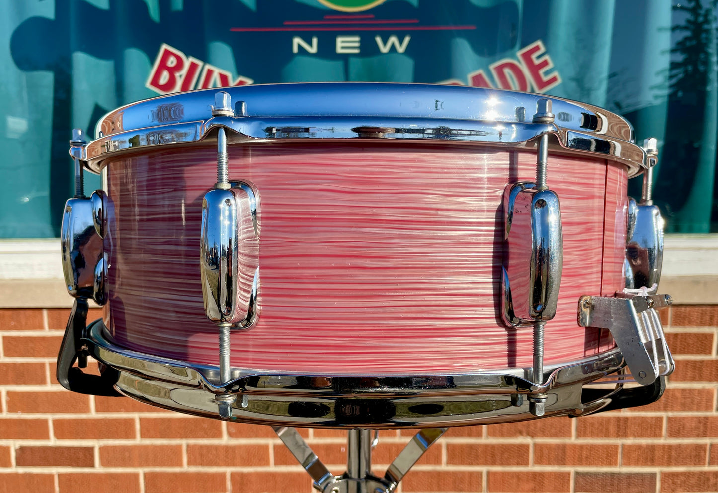 1966 Slingerland 5.5x14 Artist Model No. 153 Snare Drum Red Ripple Pearl