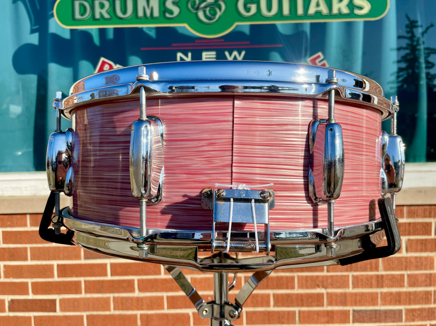 1966 Slingerland 5.5x14 Artist Model No. 153 Snare Drum Red Ripple Pearl