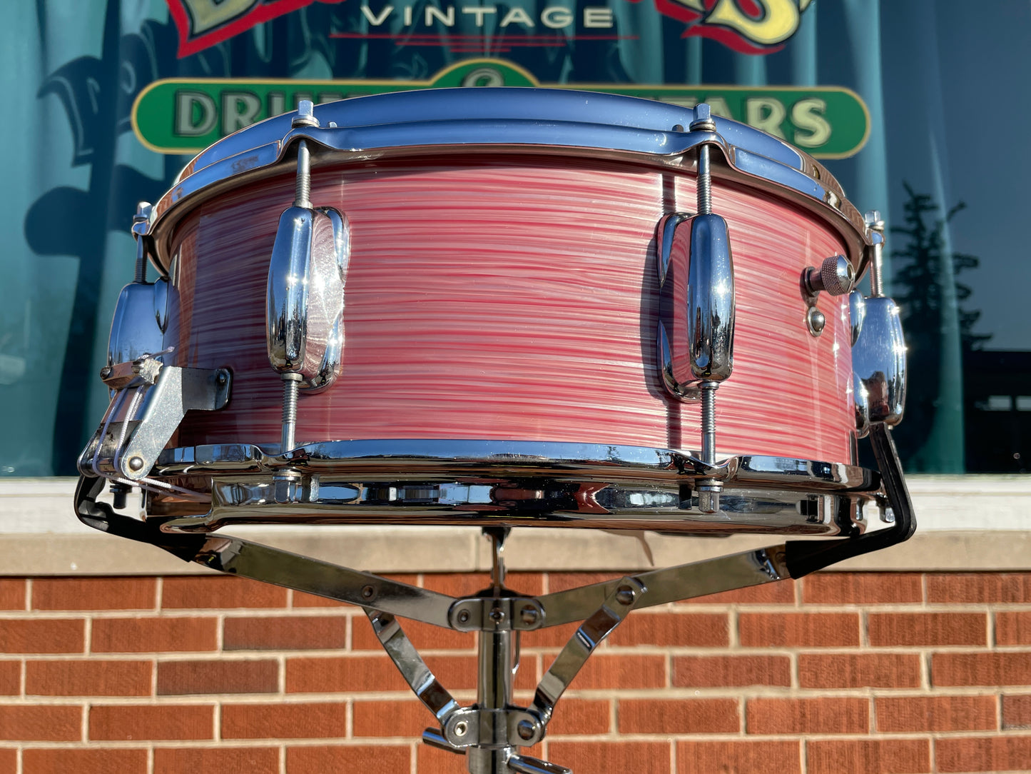 1966 Slingerland 5.5x14 Artist Model No. 153 Snare Drum Red Ripple Pearl
