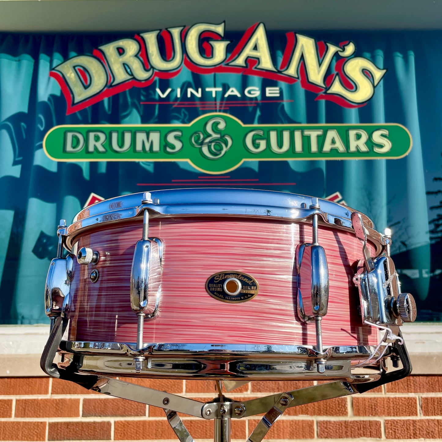 1966 Slingerland 5.5x14 Artist Model No. 153 Snare Drum Red Ripple Pearl