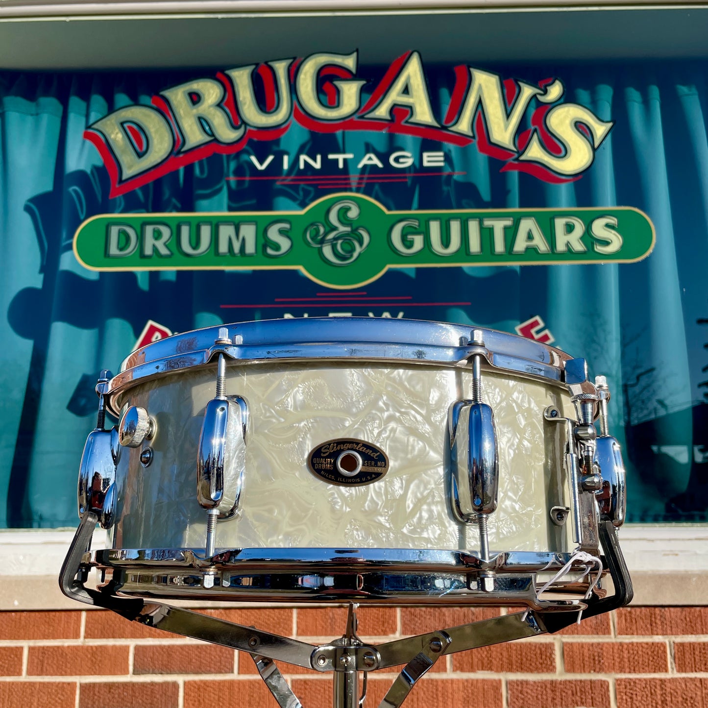 1960s Slingerland No. 146 Hollywood Ace 5.5x14 Snare Drum White Marine Pearl
