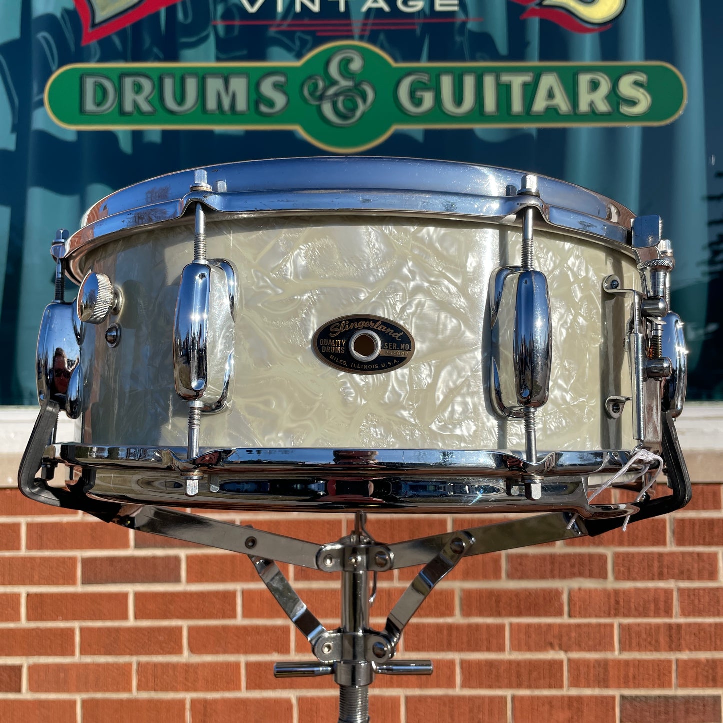 1960s Slingerland No. 146 Hollywood Ace 5.5x14 Snare Drum White Marine Pearl