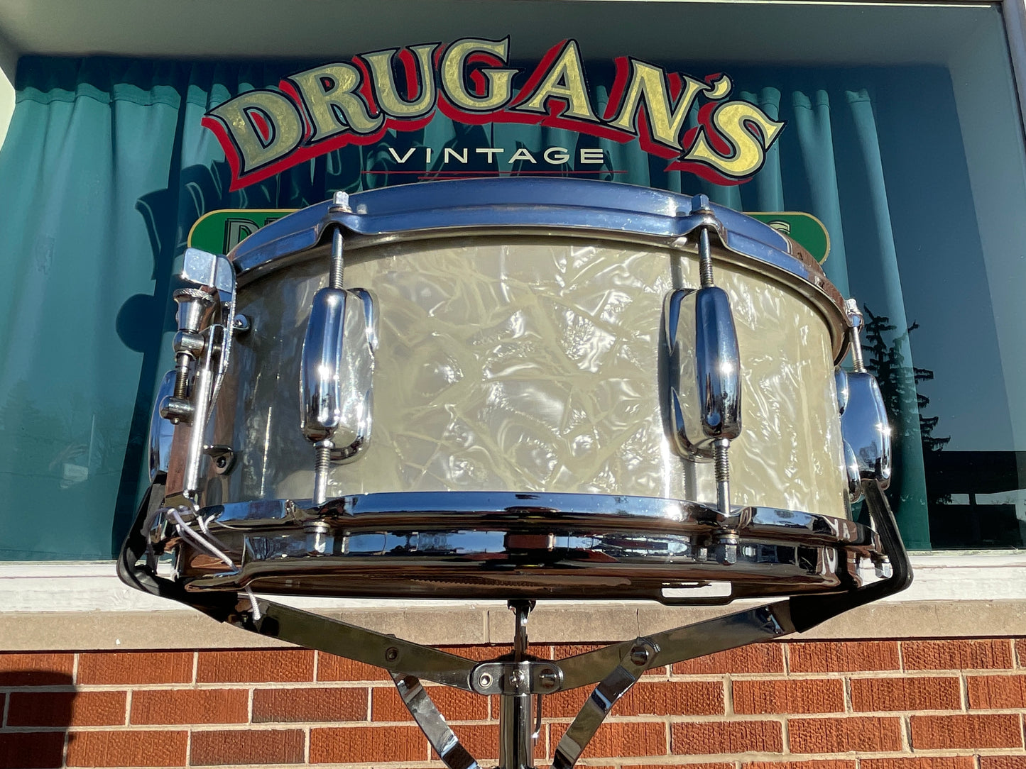 1960s Slingerland No. 146 Hollywood Ace 5.5x14 Snare Drum White Marine Pearl