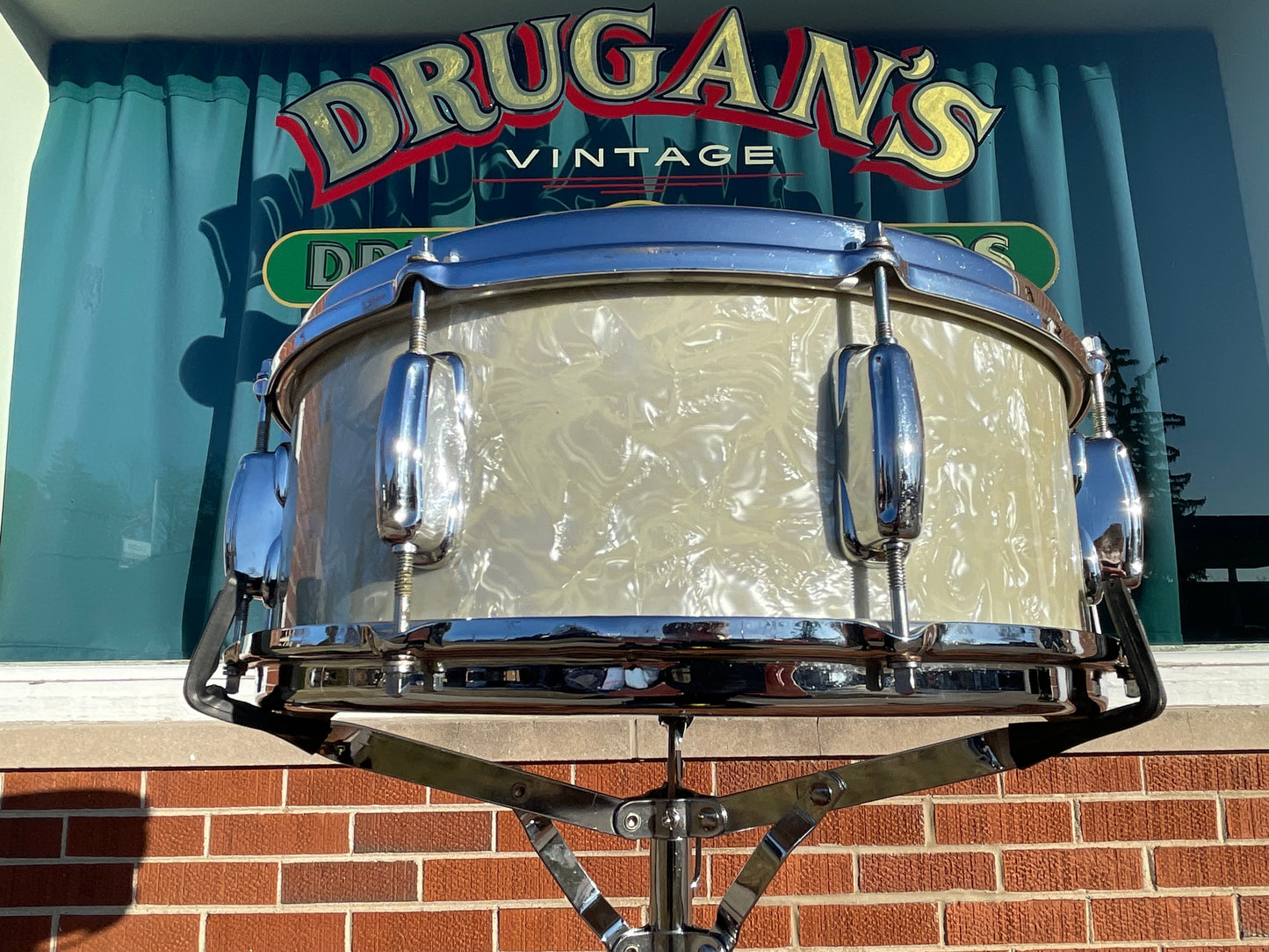 1960s Slingerland No. 146 Hollywood Ace 5.5x14 Snare Drum White Marine Pearl