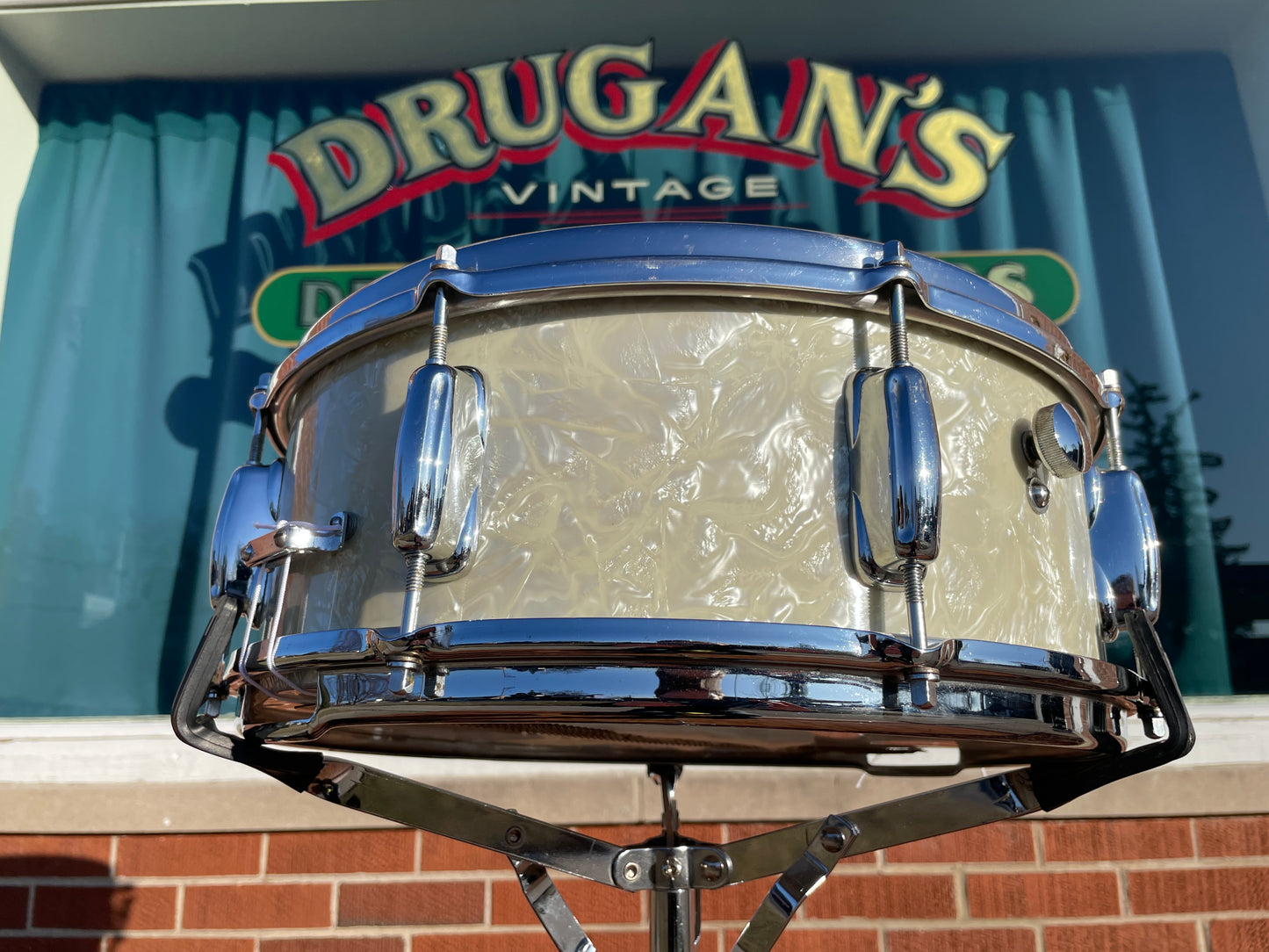 1960s Slingerland No. 146 Hollywood Ace 5.5x14 Snare Drum White Marine Pearl
