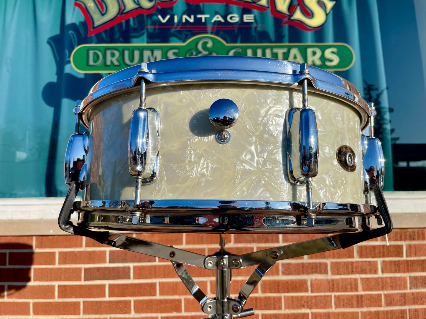 1960s Slingerland No. 146 Hollywood Ace 5.5x14 Snare Drum White Marine Pearl