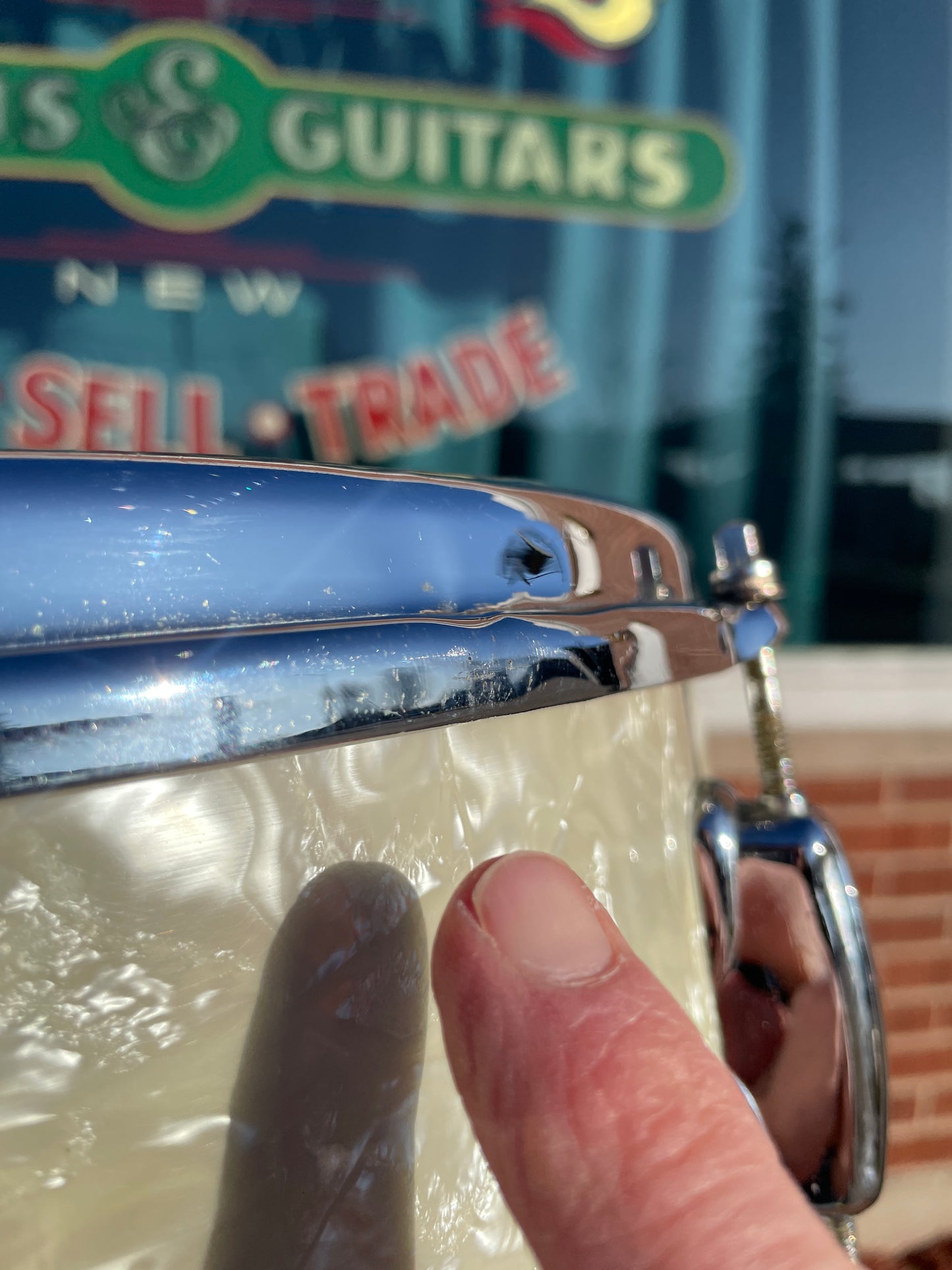 1960s Slingerland No. 146 Hollywood Ace 5.5x14 Snare Drum White Marine Pearl