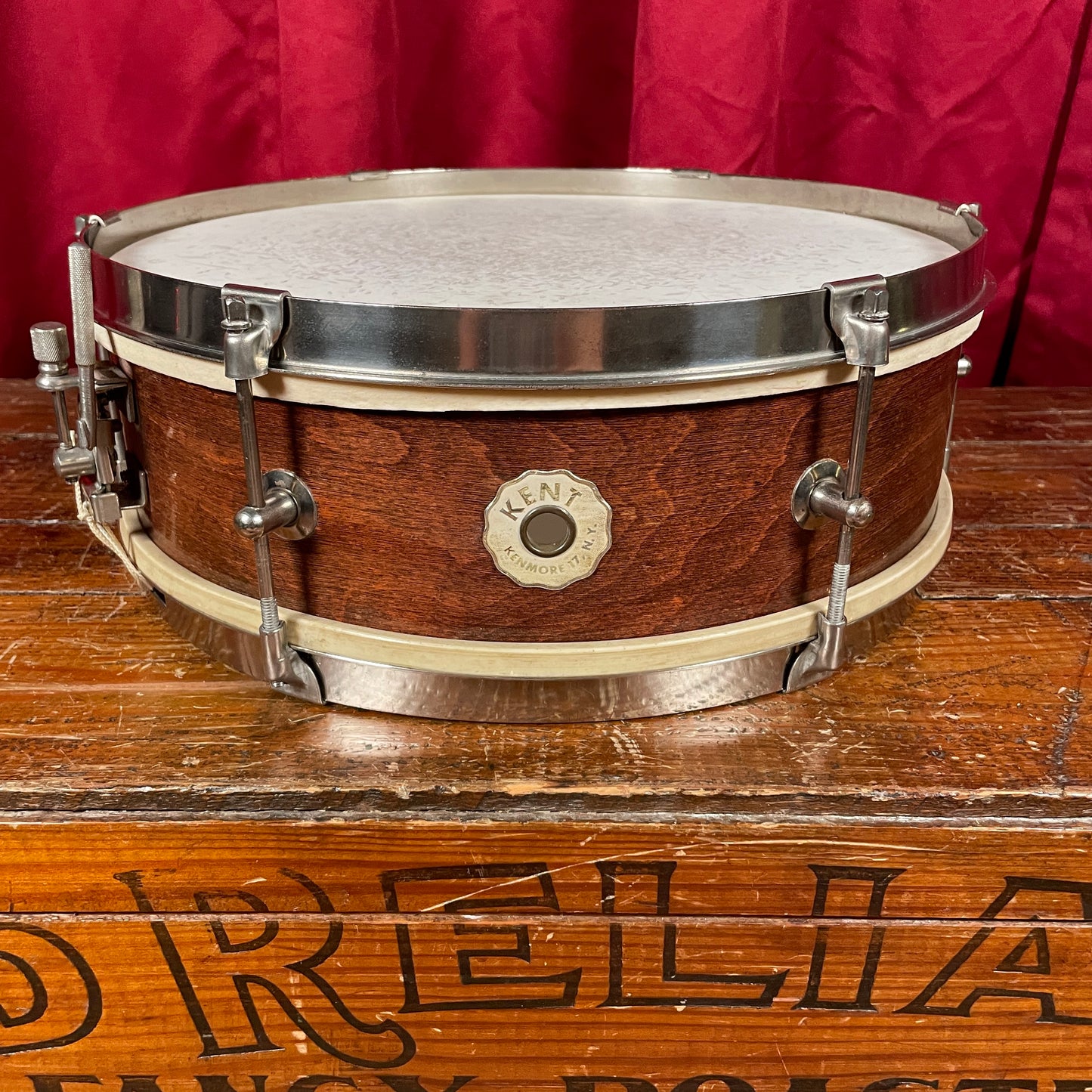 1950s Kent 191P 5x14 Single Tension Snare Drum Mahogany Stain 2-Ply Maple