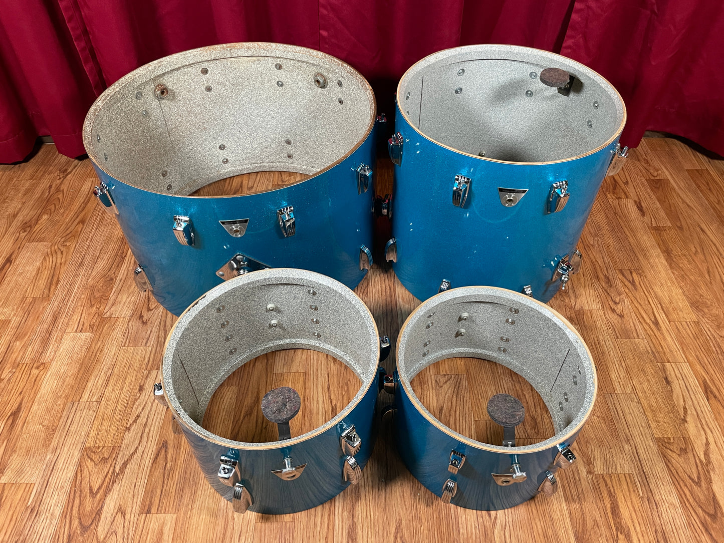 1970s Ludwig Standard S-330 Hollywood Drum Set Blue Mist Sparkle 22/12/13/16 Factory Classic Lugs