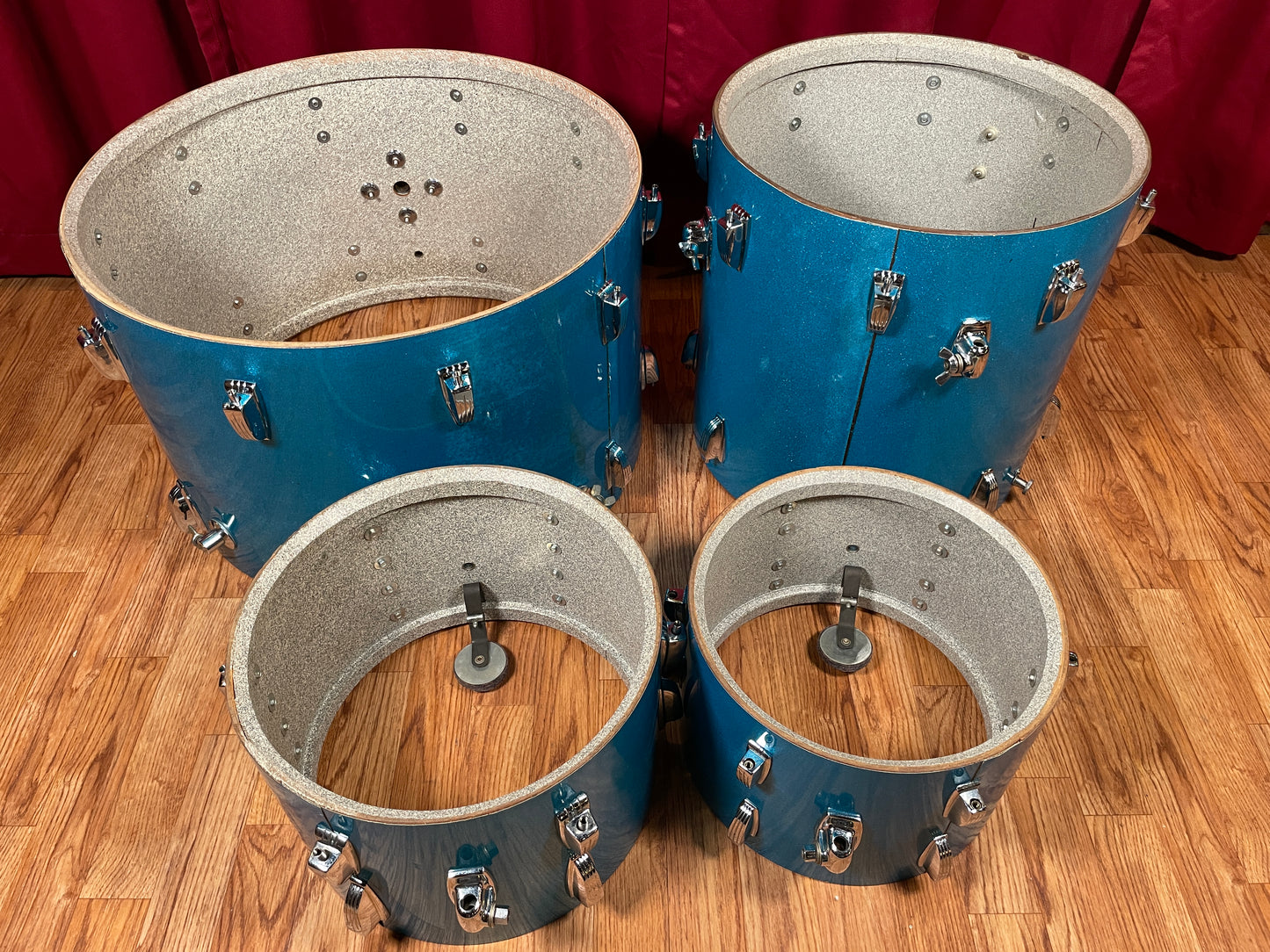 1970s Ludwig Standard S-330 Hollywood Drum Set Blue Mist Sparkle 22/12/13/16 Factory Classic Lugs