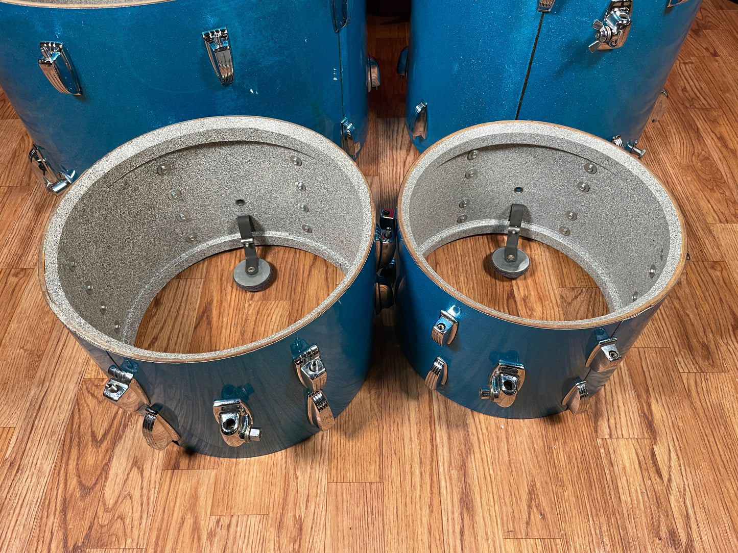 1970s Ludwig Standard S-330 Hollywood Drum Set Blue Mist Sparkle 22/12/13/16 Factory Classic Lugs