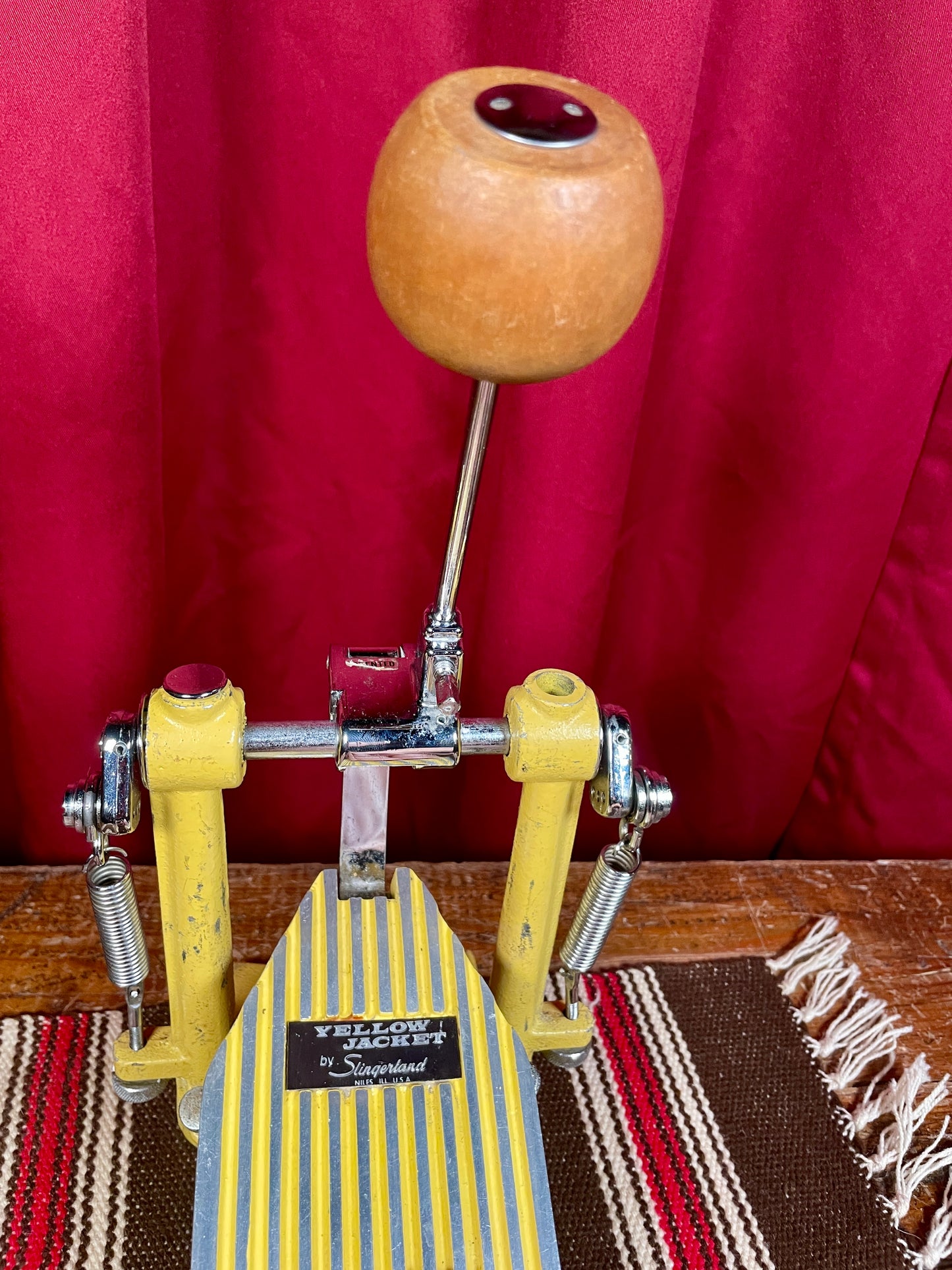 1970s Slingerland Yellow Jacket No. 943 Bass Drum Pedal w/ Wood Beater
