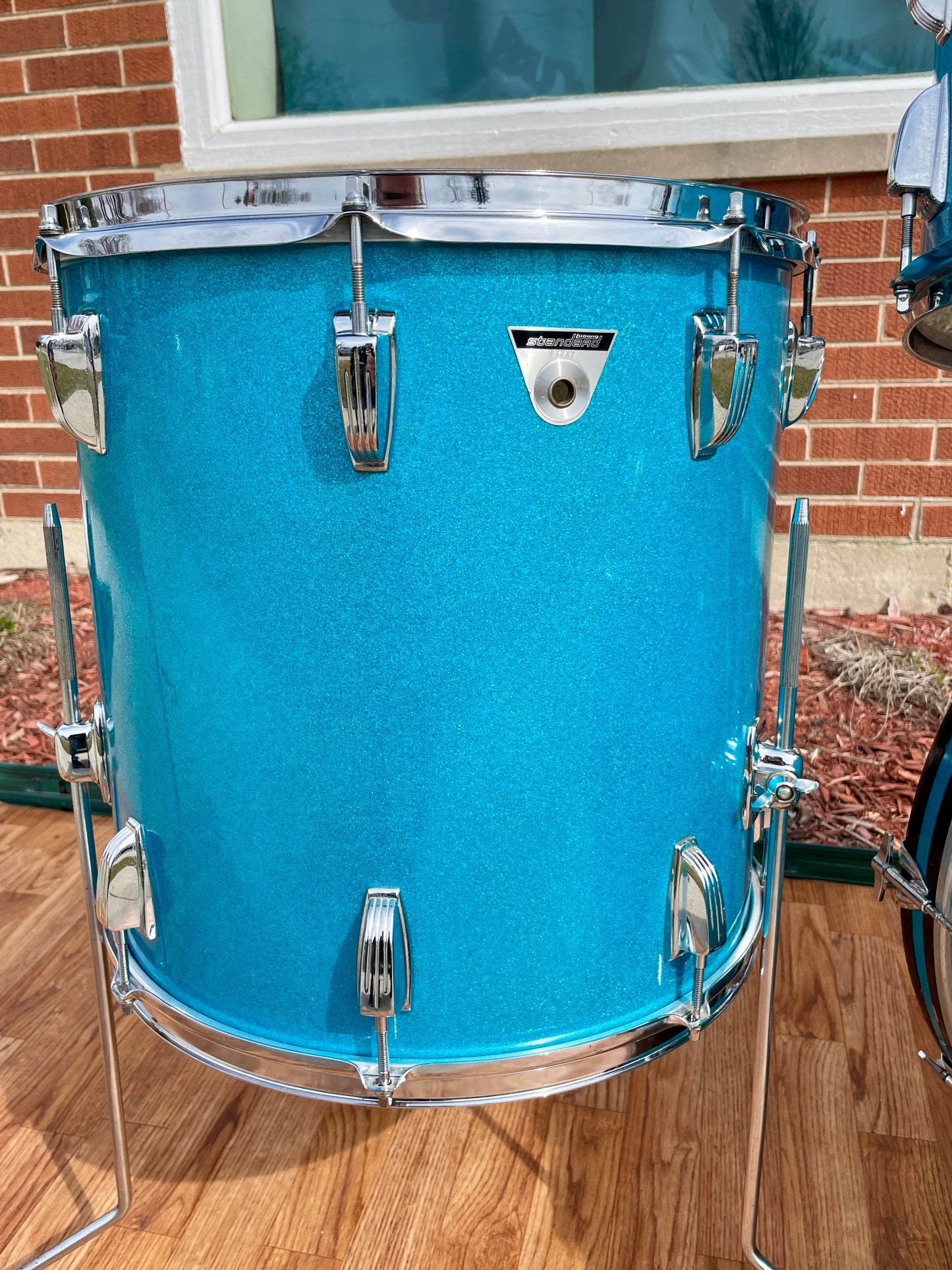 1970s Ludwig Standard S-330 Hollywood Drum Set Blue Mist Sparkle 22/12/13/16 Factory Classic Lugs