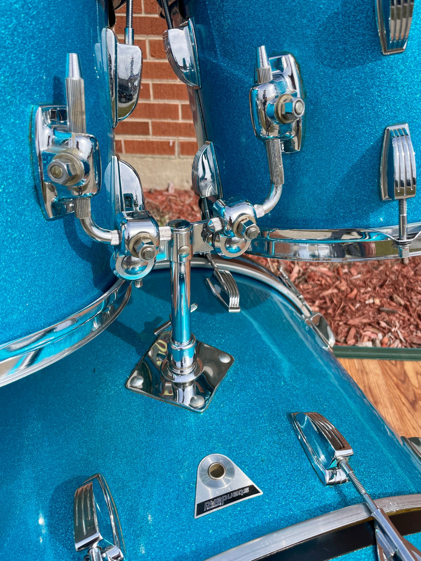 1970s Ludwig Standard S-330 Hollywood Drum Set Blue Mist Sparkle 22/12/13/16 Factory Classic Lugs
