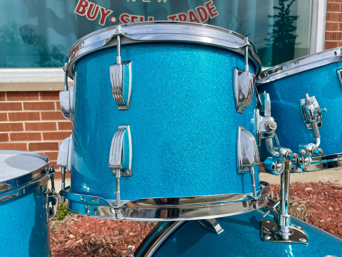 1970s Ludwig Standard S-330 Hollywood Drum Set Blue Mist Sparkle 22/12/13/16 Factory Classic Lugs
