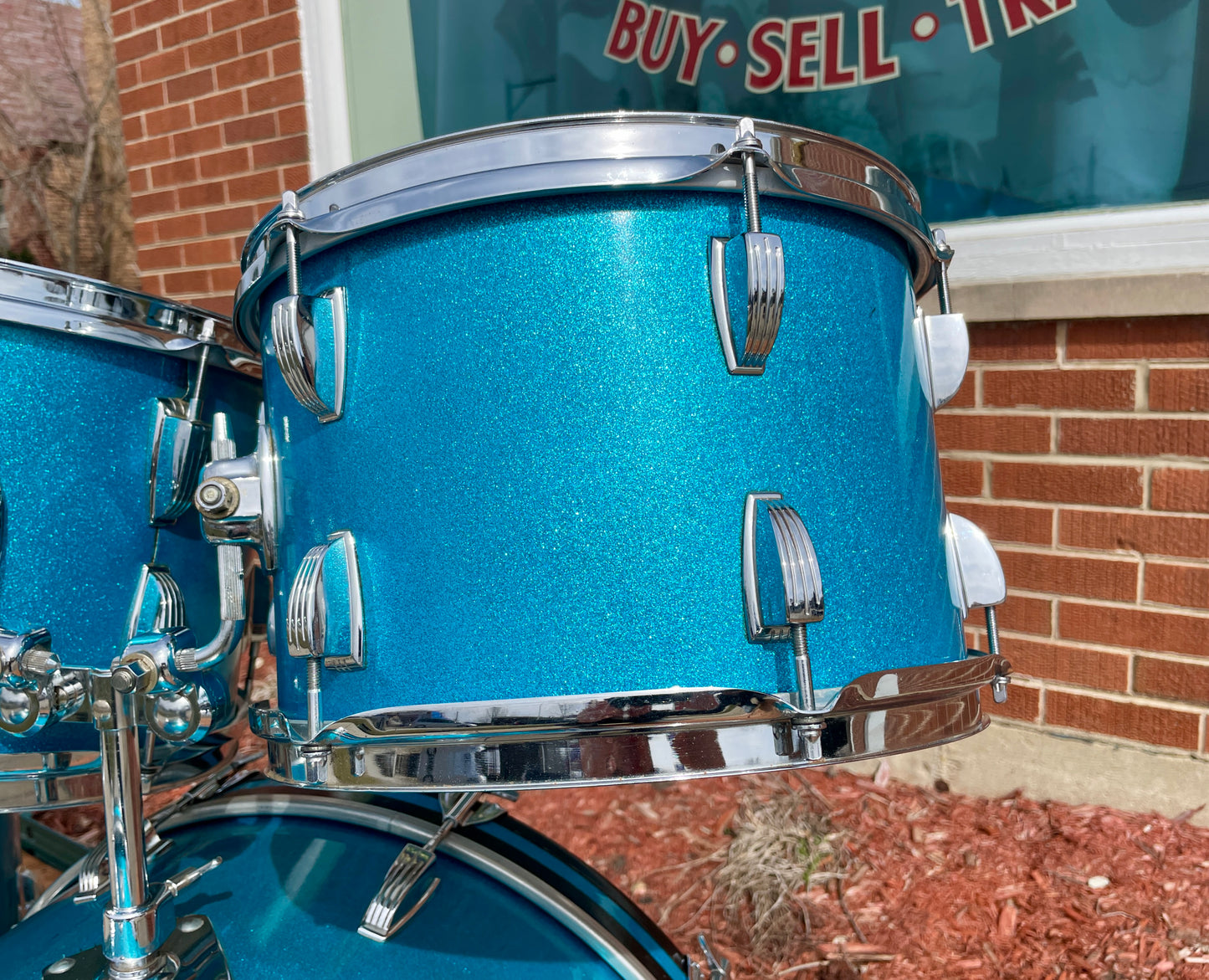 1970s Ludwig Standard S-330 Hollywood Drum Set Blue Mist Sparkle 22/12/13/16 Factory Classic Lugs