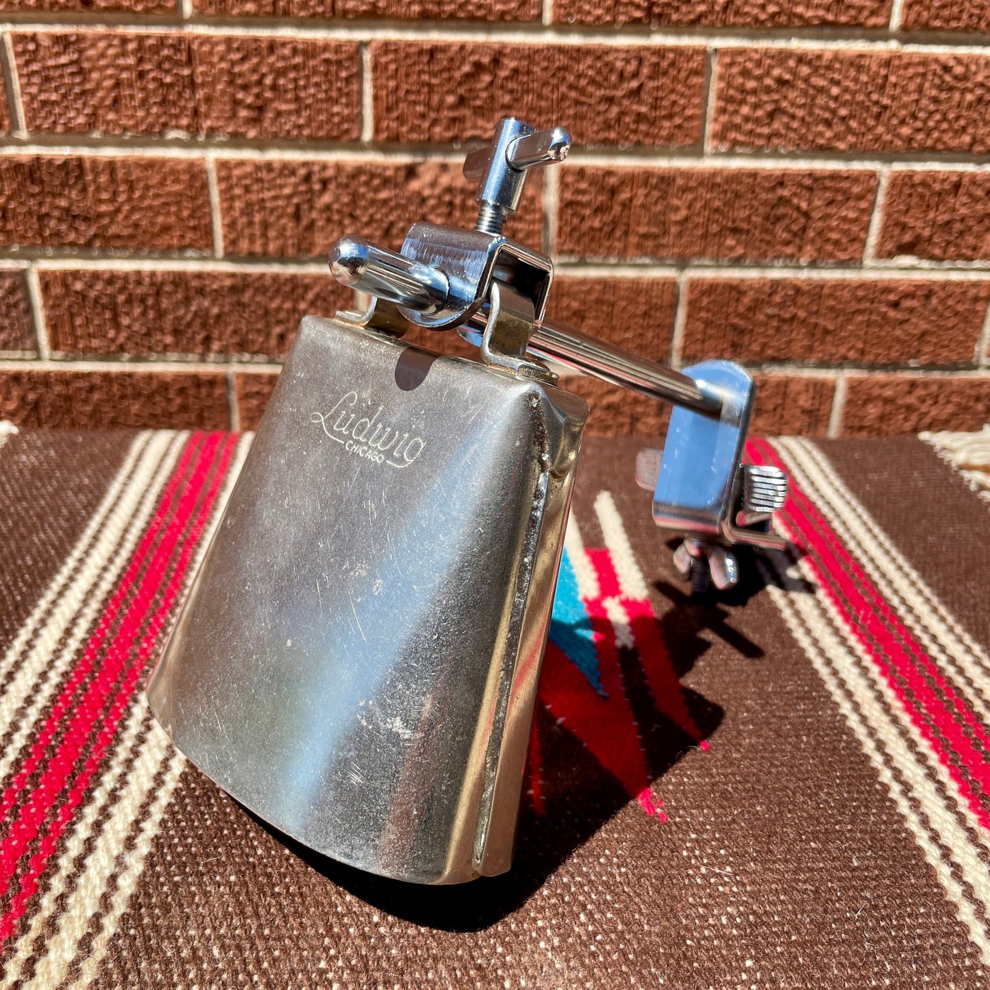 1960s Ludwig 4" Cow Bell No. 128 w/ Cowbell Holder No. 133 Script Logo