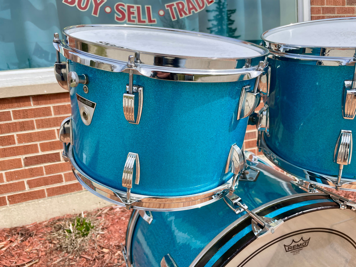1970s Ludwig Standard S-330 Hollywood Drum Set Blue Mist Sparkle 22/12/13/16 Factory Classic Lugs