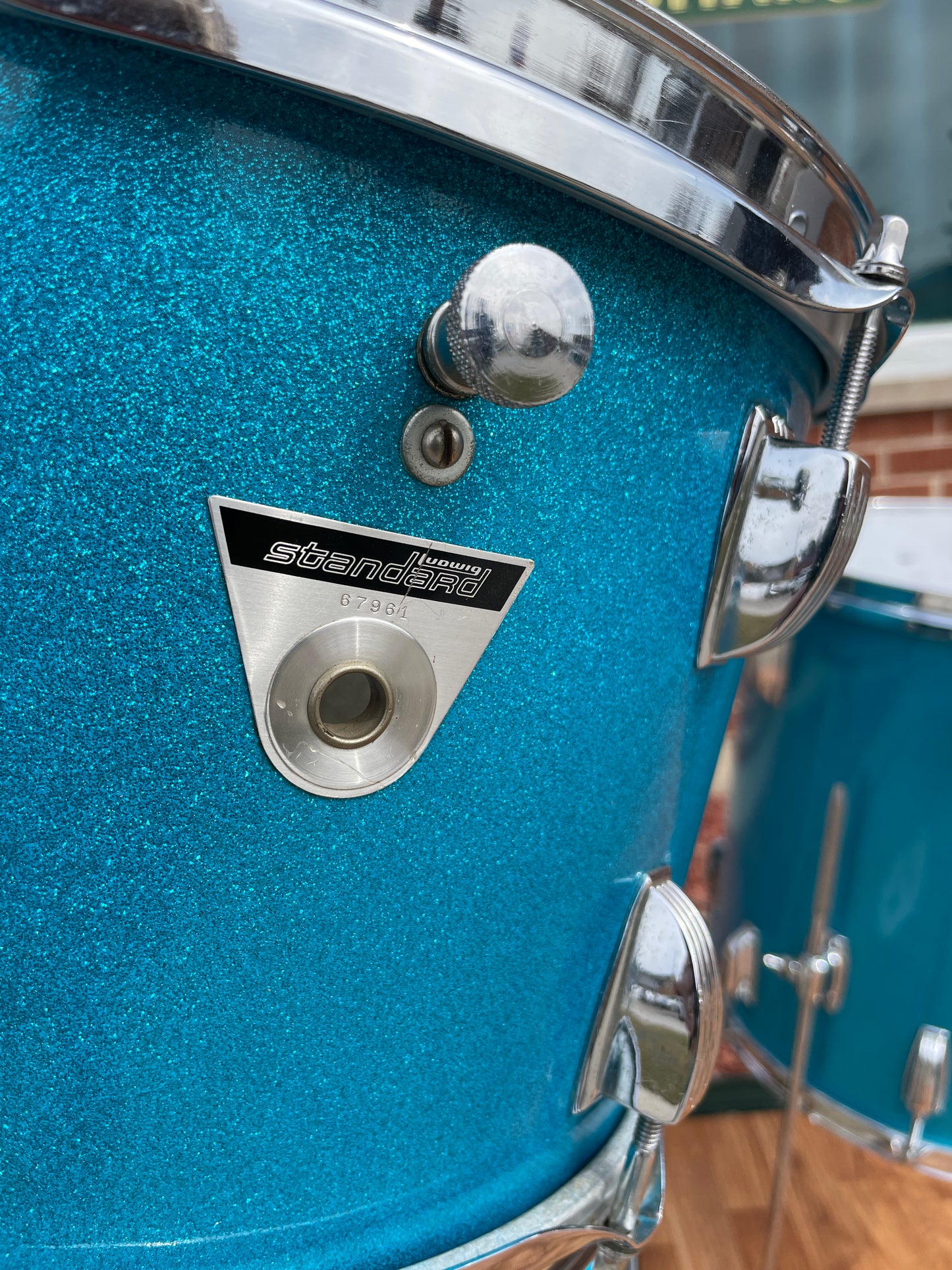 1970s Ludwig Standard S-330 Hollywood Drum Set Blue Mist Sparkle 22/12/13/16 Factory Classic Lugs